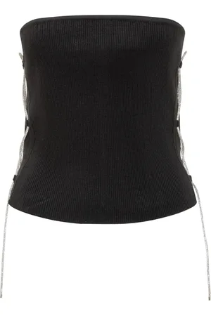 GIUSEPPE DI MORABITO Femme, Tops, Noir, Taille: 38 FR Haut Noir Côtelé Ajusté