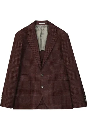 Brunello Cucinelli Homme, Vestes, Rouge, Taille: M Veste en Laine Tartan Rouge