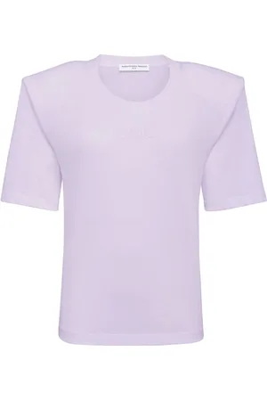 MVP Wardrobe Femme, Tops, Violet, Taille: 40 FR T-shirt en coton brodé avec bretelles spaghetti