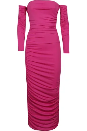 Andamane Femme, Robes, Violet, Taille: 36 FR Robe Midi Drapée Épaules Dénudées