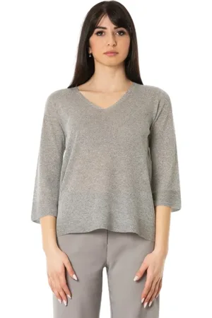 D.EXTERIOR Femme, Pulls, Gris, Taille: 40 FR Pull col V argent