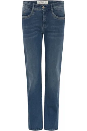 C.ro Femme, Jeans, Bleu, Taille: 38 FR Jean Droit Brodé
