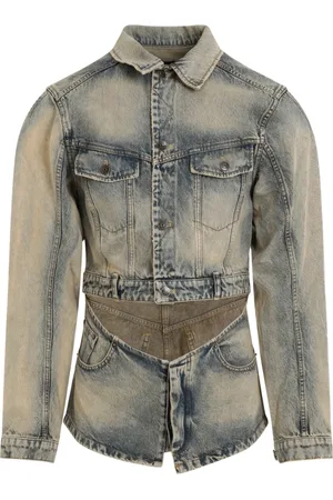 EgonLab Homme, Vestes, Bleu, Taille: L Veste en Denim Bleu avec Découpe