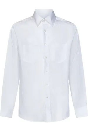 LOW BRAND Homme, Chemises, Blanc, Taille: L Chemise en Lin Blanc avec Poches