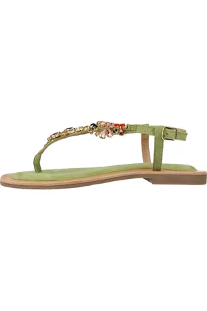 CAFèNOIR Femme, Chaussures, Vert, Taille: 38 EU Sandales Plates Chic pour Femmes