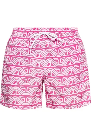 GCDS Homme, Maillots de bain, Rose, Taille: L Shorts de bain à motifs avec détails du logo