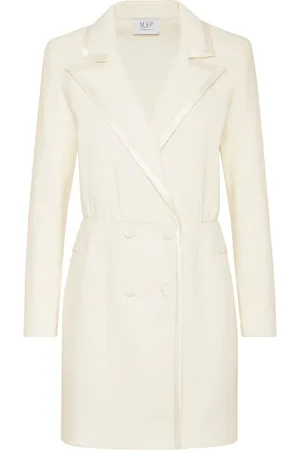 MVP Wardrobe Femme, Robes, Blanc, Taille: 36 FR Peak Lapel Wool Mini Dress