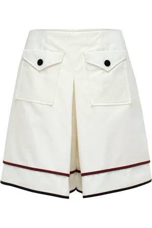 MVP Wardrobe Femme, Shorts, Blanc, Taille: 38 FR Shorts Taille Haute Plissés avec Poches