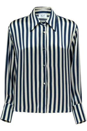 MVP Wardrobe Femme, Blouses et Chemises, Bleu, Taille: 36 FR Chemise à rayures verticales en viscose