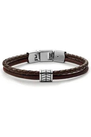 Fossil Homme, Accessoires, Brun, Taille: ONE Size Bracelet Vintage Casual Marron Acier Inoxydable