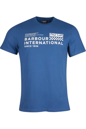 Barbour Homme, Tops, Bleu, Taille: L T-shirt en Coton avec Imprimé Graphique