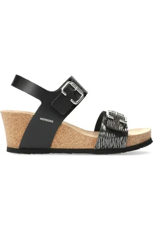 Mephisto Femme, Chaussures, Noir, Taille: 36 EU Sandale Compensée Confortable