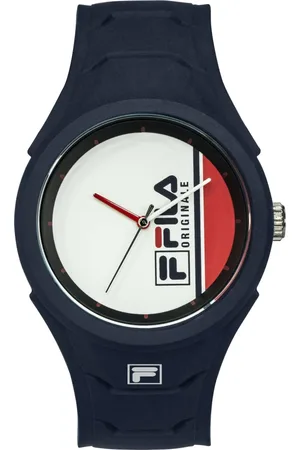 Fila Homme, Accessoires, Bleu, Taille: ONE Size Montre en Silicone style Homme Bleu/Blanc