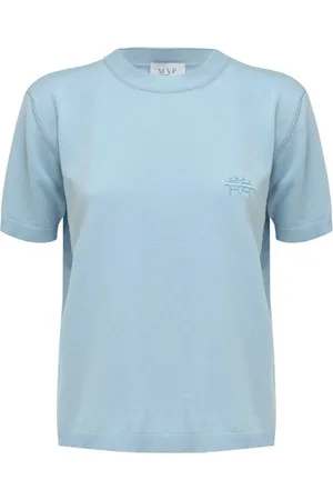 MVP Wardrobe Femme, Tops, Bleu, Taille: 40 FR T-shirt col rond brodé