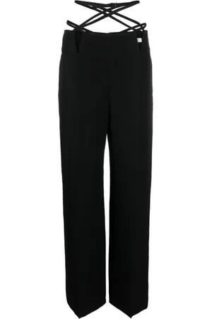 DION LEE Femme, Pantalons, Noir, Taille: 38 FR Pantalon Noir à Jambe Droite V-Wire