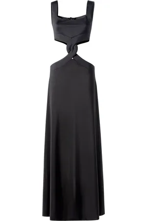 MVP Wardrobe Femme, Robes, Noir, Taille: 36 FR Robe longue en jersey avec détails tressés