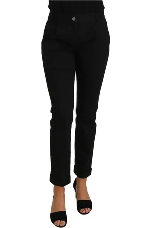 Dolce & Gabbana Femme, Jeans, Noir, Taille: 36 FR Pantalon Noir Court Droit