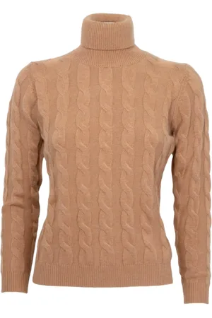 CASHMERE COMPANY Femme, Pulls, , Taille: 42 FR Pull à col roulé tressé en /camel