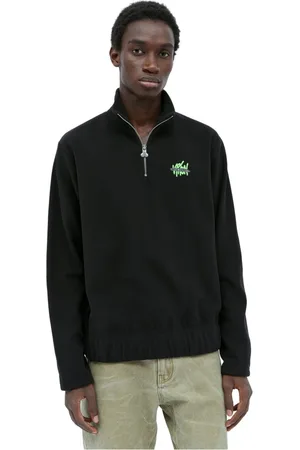CARNE BOLLENTE Homme, Sweatshirts et sweats à capuche, Noir, Taille: XS Confortable Fleece Quarter-Zip SweaT-shirt