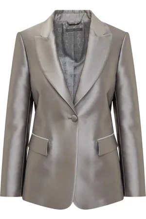 Alberta Ferretti Femme, Vestes, Gris, Taille: 38 FR Blazer Élégant à Boutonnière Simple avec Boutons