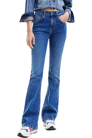 Desigual Femme, Jeans, Bleu, Taille: 36 FR Flared Slim Jeans