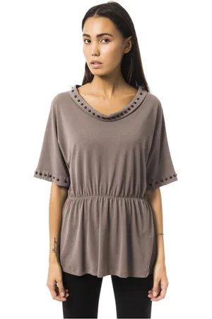 Byblos Femme, Tops, Gris, Taille: 38 FR T-shirt Gris Col Rond Manches 3/4