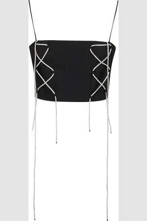 GIUSEPPE DI MORABITO Femme, Tops, Noir, Taille: 38 FR Haut en Satin Noir Sans Manches