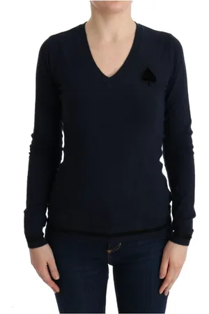 Costume National Femme, Pulls, Bleu, Taille: 38 FR Pull en tricot bleu à col en V