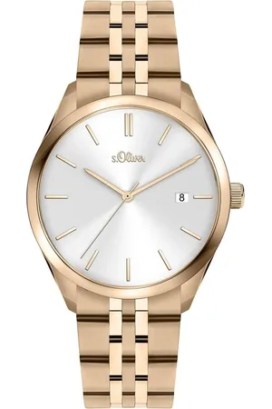 QS by s.Oliver Femme, Accessoires, Jaune, Taille: ONE Size Élégante Montre Femme en Acier Inoxydable Rose