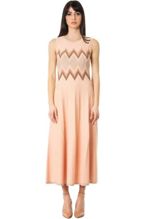 D.EXTERIOR Femme, Robes, Rose, Taille: 40 FR Robe Midi sans Manches à Motif Diamant