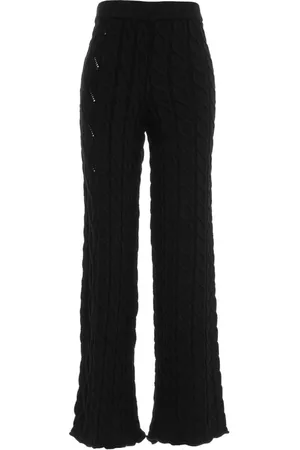 AKEP Femme, Pantalons, Noir, Taille: 40 FR Pantalon Large en Tricot Confortable