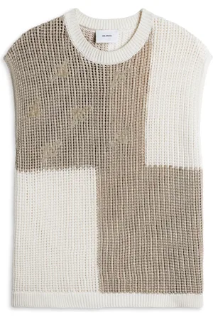 Axel Arigato Homme, Pulls, , Taille: M Gilet en Coton Tricoté Contrastant avec Signature A