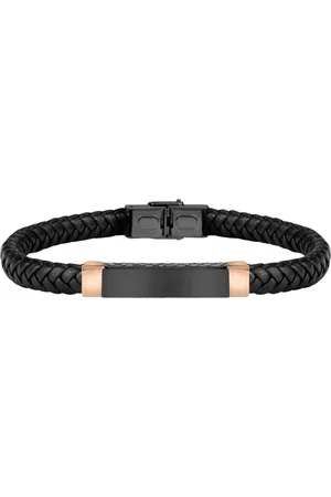 Sector No Limits Homme, Accessoires, Noir, Taille: ONE Size Bracelet Homme en Cuir Tressé Noir Or Rose