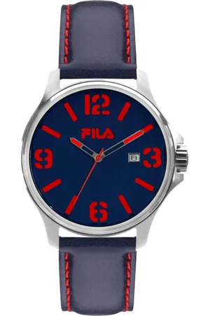 Fila Homme, Accessoires, Bleu, Taille: ONE Size Montre Analogique en Cuir Bleu style