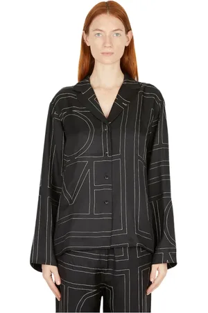 Totême Femme, Blouses et Chemises, Noir, Taille: 36 FR Chemise Monogramme en Soie