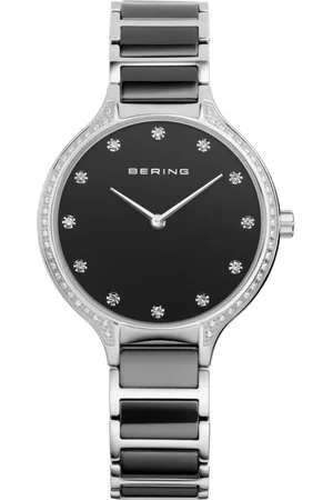 Bering Femme, Accessoires, Noir, Taille: ONE Size Montre en céramique pour femme avec bracelet en acier inoxydable