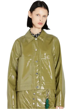 SONG FOR THE MUTE Femme, Vestes, Vert, Taille: 40 FR Veste en Vinyle Brillant avec Poches