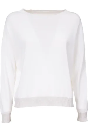 LE TRICOT PERUGIA Femme, Pulls, Blanc, Taille: 36 FR Haut Côtelé Manches Longues Coton