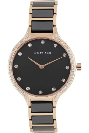 Bering Femme, Accessoires, Noir, Taille: ONE Size Montre en Céramique Rose avec Bracelet en Acier Inoxydable