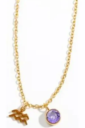 Dansk Copenhagen Femme, Accessoires, Jaune, Taille: ONE Size Étanche Février & Verseau Collier Plaqué Or