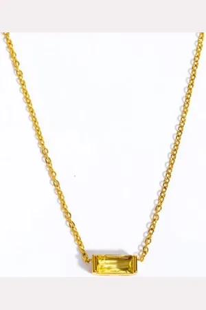 Dansk Copenhagen Femme, Accessoires, Jaune, Taille: ONE Size Collier Pierre de Naissance Novembre Plaqué Or