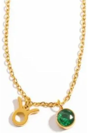 Dansk Copenhagen Femme, Accessoires, Jaune, Taille: ONE Size Émeraude Mai & Taureau Collier Zodiacal