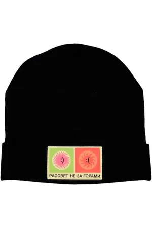 Rassvet Homme, Accessoires, Noir, Taille: ONE Size Bonnet Beanie avec Patch Graphique
