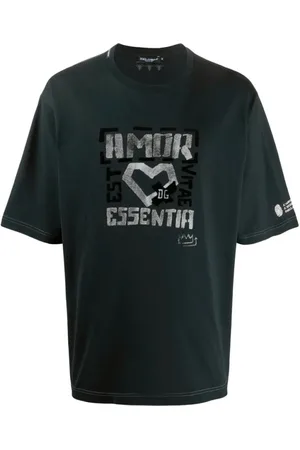 Dolce & Gabbana Homme, Tops, Noir, Taille: XL T-shirt en coton avec design de la marque