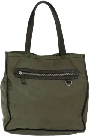 Prada Femme, Pre-owned, Vert, Taille: ONE Size Pre-owned Tissu cabas