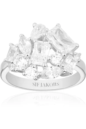 Sif Jakobs Femme, Accessoires, Gris, Taille: 58 MM Bague en Argent Rhodié avec Pierres de Zircon