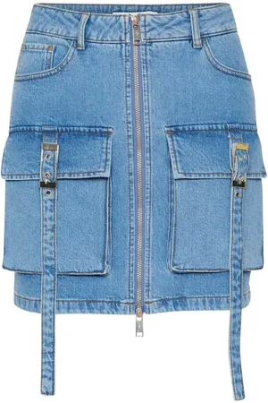 Gestuz Femme, Jupes, Bleu, Taille: 42 FR Jupe Cargo Rock Mid Washed