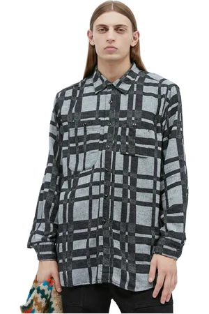 ENGINEERED GARMENTS Homme, Chemises, Gris, Taille: S Chemise de Travail en Mélange de Coton à Carreaux