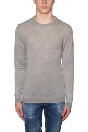 D.A. Daniele Alessandrini Homme, Pulls, Gris, Taille: S T-shirt Col Rond en Lin