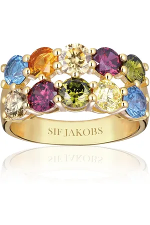 Sif Jakobs Femme, Accessoires, Jaune, Taille: 52 MM Bague plaquée or avec zircone multicolore